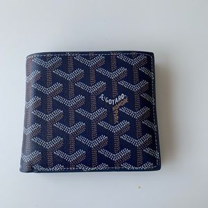 GOYARD bi-fold wallet, blue exterior/yellow interior